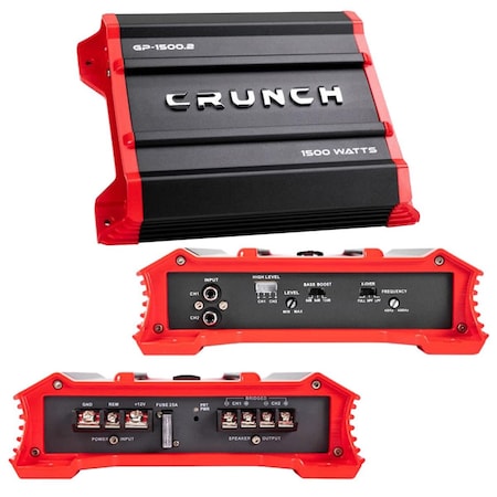 Crunch GP15002 1500W Ground Pounder Two Channel Car Audio Amplifier